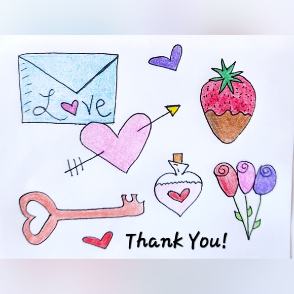 Original Art Work by Seller Valentine's Vibes 50pk Business Thank You Cards - Picture 1 of 2